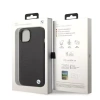 Original Handyhülle IPHONE 14 PLUS BMW Leather Stamp MagSafe (BMHMP14MSLLBK) schwarz