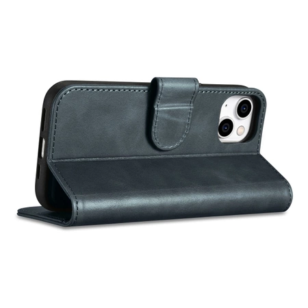 iCarer Oil Wax Wallet Case 2in1 etui iPhone 14 Plus skórzany pokrowiec z klapką Anti-RFID niebieski (WMI14220723-BU)