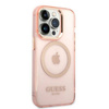 Guess Gold Outline Translucent MagSafe - Etui iPhone 14 Pro (różowy)