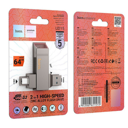 HOCO pendrive USB A + USB C UD15 64GB USB3.2