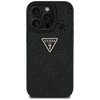 Schutzhülle IPHONE 16 PRO MAX Guess Hot Stamp 4G Pattern Triangle Metal Logo schwarz