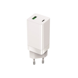 Setty ładowarka sieciowa GAN PD+QC USB + USB-C 65W LSI-02 biała