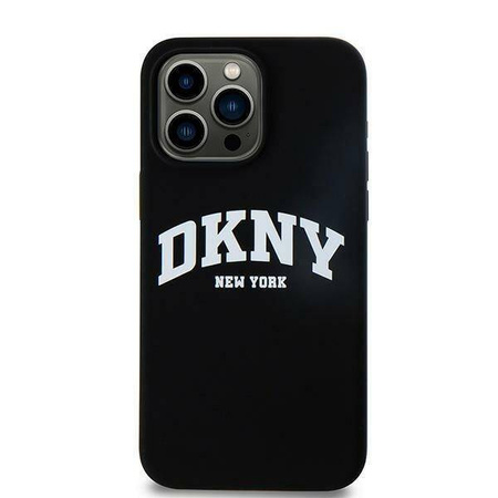 Original Handyhülle IPHONE 16 PRO DKNY Hardcase Silicone White Printed Logo MagSafe (DKHMP16LSNYACH)