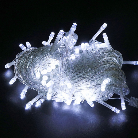 Lampki choinkowe LED - 5m/50 lampek zimny biały/cold white zasilane bat. 3xAA EHD-LS01