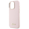 Original Handyhülle IPHONE 16 PRO Guess Hardcase Silicone Script Metal Logo & Frame (GUHCP16LSMBSLP) rosa