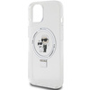 Original Handyhülle IPHONE 13 / 14 / 15 Karl Lagerfeld Hardcase Ring Stand Karl&Choupettte MagSafe weiß