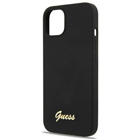 Guess GUHMP13MLSLMGBK iPhone 13 6.1 "schwarz / schwarz Hardcase Silikonschrift Gold Logo