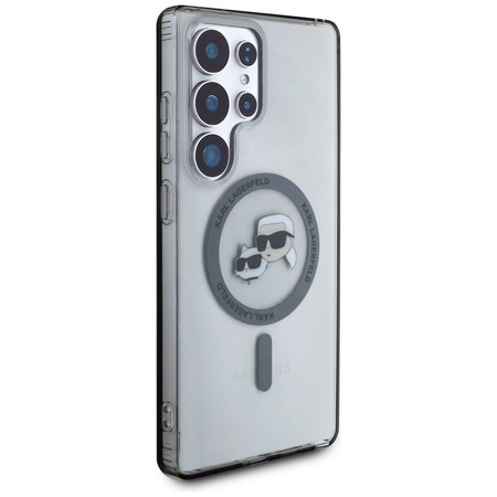 Etui Karl Lagerfeld Button Karl & Choupette Heads Printed Logo MagSafe Samsung Galaxy S25 Ultra czarny