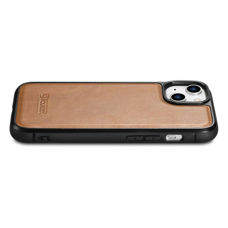 iCarer Leather Oil Wax case with genuine leather for iPhone 14 Plus (MagSafe compatible) brown (WMI14220719-TN)