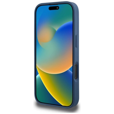 Guess Grained Roses Big 4G Logo Hülle für iPhone 16 Pro - Blau