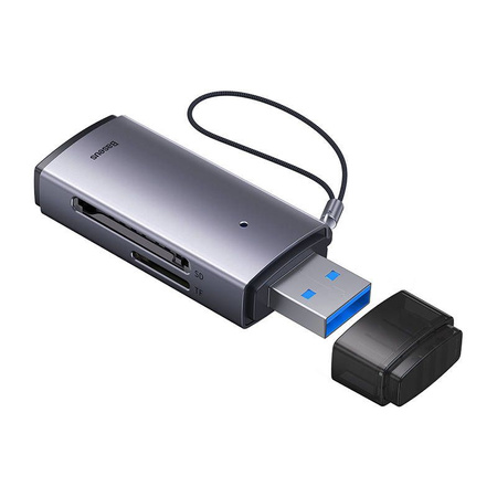 Baseus Lite Series adapter czytnik kart SD/TF USB szary (WKQX060013)