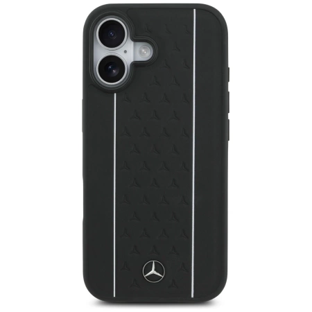 Mercedes Leather Star Pattern Stripes MagSafe case for iPhone 17 - black