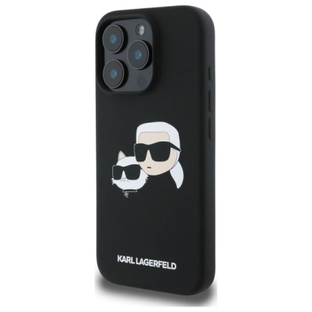 Etui Karl Lagerfeld Silicone nauble Heads Print MagSafe na iPhone 16 Pro - czarne