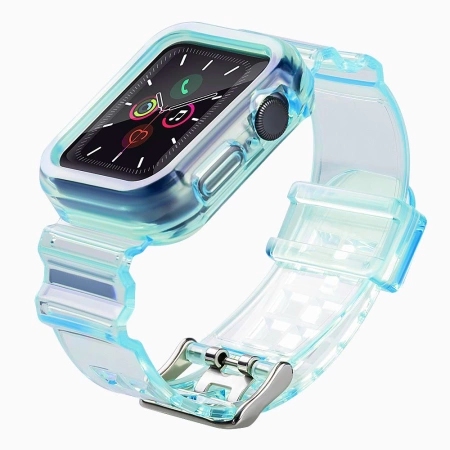 Silicone Band Strap Bracelet Case Strap Light Set for Apple Watch 38mm - Blue