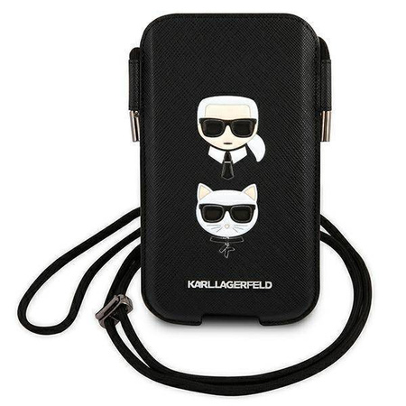 Karl Lagerfeld Handtasche KLHCP12MOPHKCK 6,1&quot; schwarz / schwarzes Hardcase Saffiano Ikonik Karl &amp; Choupette Head