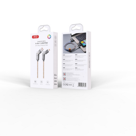 XO kabel NB276 4w1 USB-C - Lightning + USB - USB-C 60W 1,0m szary