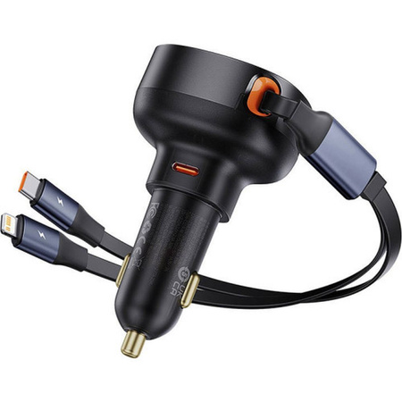 Ładowarka samochodowa Baseus Enjoyment USB-C z kablem USB-C / Lightning 60W - czarny