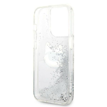 Karl Lagerfeld Liquid Glitter NFT Choupette Head - Etui iPhone 14 Pro Max (srebrny)