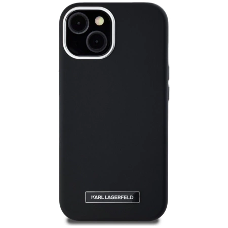 Karl Lagerfeld FW Metal Plate MagSafe iPhone 15 Hülle - Schwarz