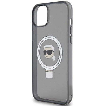 Etui Karl Lagerfeld Ring Stand Karl Head MagSafe na iPhone 15 Plus / 14 Plus - czarne