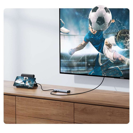 Multifunktionaler HUB 5in1 USB-C - HDMI 1.4 / 3 x USB-A / USB-C PD 100W Ugreen CM511 - grau