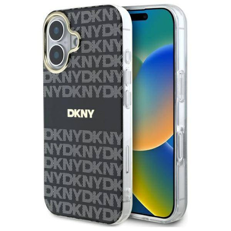 Etui DKNY Repeat Texture Pattern With Stripe na iPhone 16 - czarne