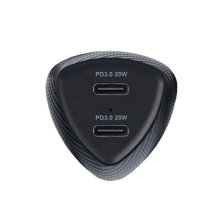 FORCELL CARBON ładowarka samochodowa Typ C 3.0 PD20W +  Typ C 3.0 PD20W CC50-2C czarna (Total 40W)