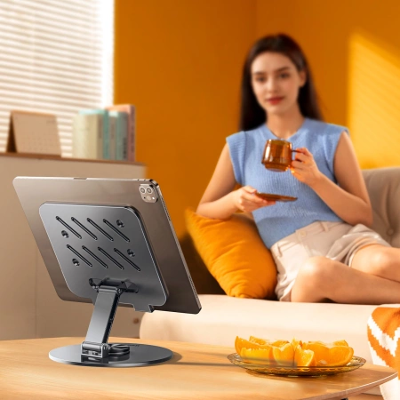 Wozinsky WRS-DSY84SS 360° drehbarer Tablet-Ständer aus Aluminium, Grau