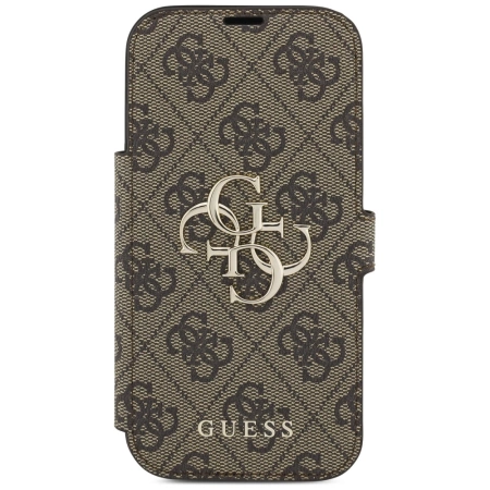 Etui Guess Book 4G Metal Logo na iPhone 17 Pro - brązowe
