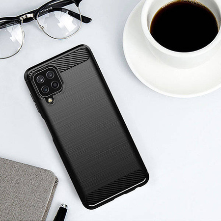 Carbon Case elastyczne etui pokrowiec Samsung Galaxy A22 4G czarny