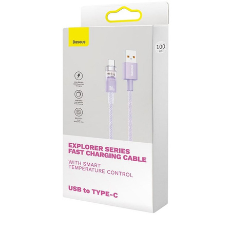 BASEUS kabel USB do Typ C Power Delivery Explorer 100W 2m fioletowy CATS010505