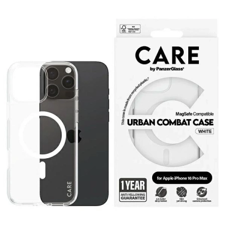 Etui CARE by PanzerGlass Flagship Case z MagSafe na iPhone 16 Pro Max - białe