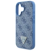 Etui Guess Hardcase Leather 4G Triangle Strass MagSafe na iPhone 16 - niebieskie