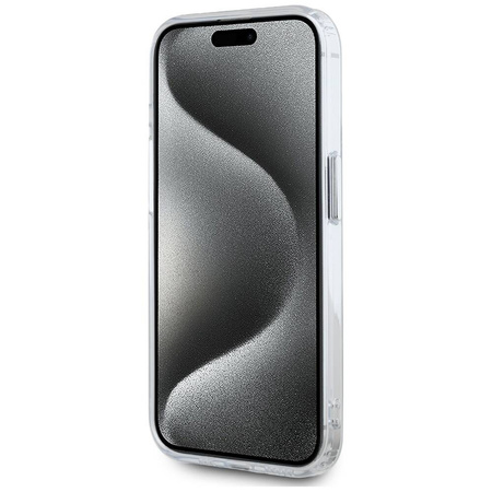 Original Case IPHONE 15 PRO Karl Lagerfeld Hardcase IML Metal Karl Head MagSafe white