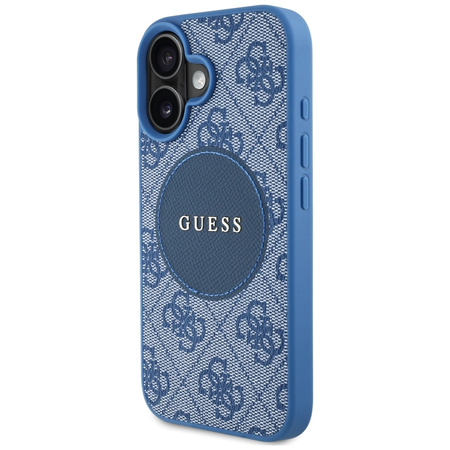 Oryginalne Etui IPHONE 16 Guess 4G Circle Classic Logo MagSafe niebieskie