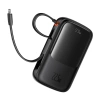 Baseus Qpow Pro+ 10000 mAh 22,5 W Powerbank mit integriertem USB-C-Kabel und Display – Schwarz