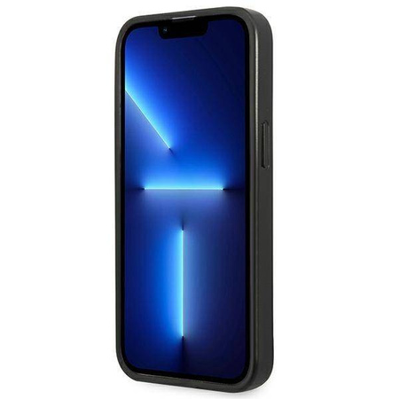 Original Handyhülle IPHONE 14 PLUS Guess Hardcase Saffianotriangle Logo (GUHCP14MPSATLG) silber
