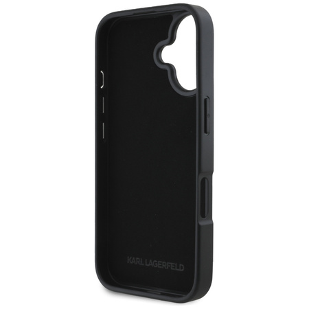Original Case IPHONE 16 Karl Lagerfeld HC Grained PU Cardslot Metal Elong black