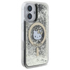 Original Handyhülle IPHONE 16 Hello Kitty Hardcase Liquid Glitter Fever MagSafe (HKHMP16SLGDIK) Schwarz und Golden
