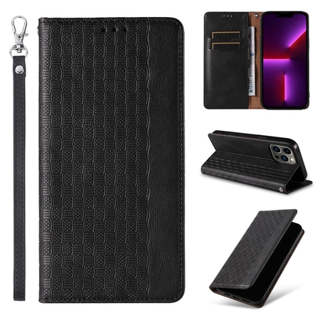 Magnet Strap Case für iPhone 14 Flip Wallet Mini Lanyard Ständer Schwarz