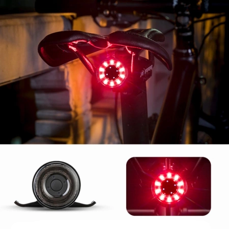 Rockbros Q1 Fahrrad-Rücklicht 7-Farben-LED + USB-C - USB-A Kabel - Schwarz