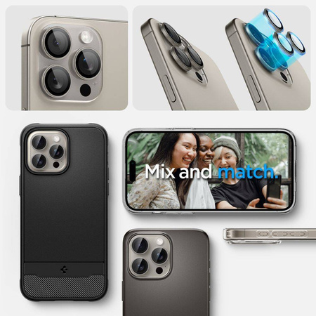 Osłona aparatu Spigen Optik.tR EZ Fit Camera Protector na iPhone 14 Pro / Pro Max / 15 Pro / Pro Max - tytan naturalny 2 szt.