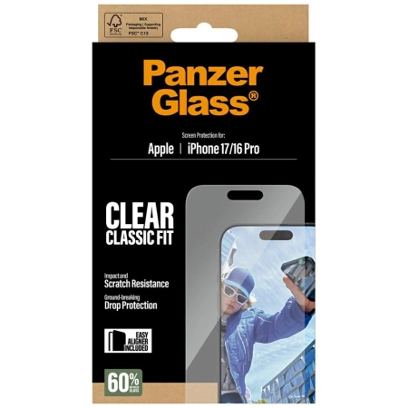 Szkło hartowane PanzerGlass Classic Fit EasyAligner na iPhone 17 / 16 Pro