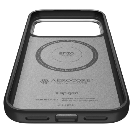 Etui Spigen Enzo Aramid "T" MagSafe na iPhone 17 Pro - czarno-srebrne