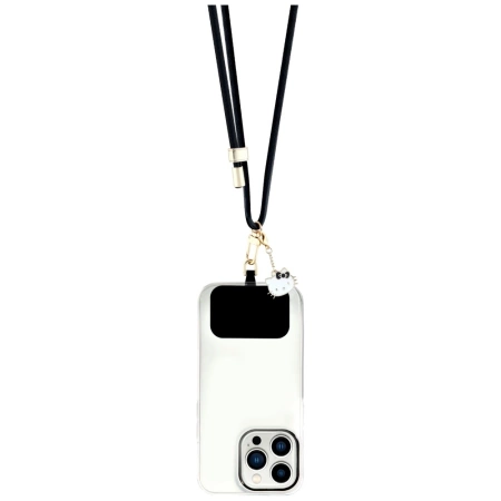 Hello Kitty Patch &amp; Kitty Kopf Charm Universal Handy-Umhängeband - Schwarz