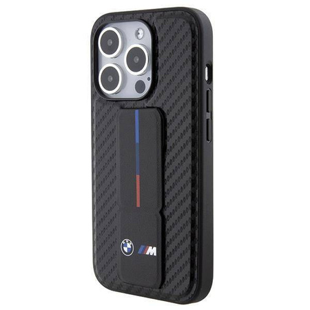 BMW Grip Stand Smooth & Carbon case for iPhone 15 Pro - black