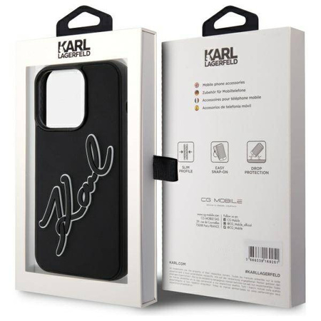 Etui Karl Lagerfeld 3D Rubber Signature na iPhone 15 Pro - czarne