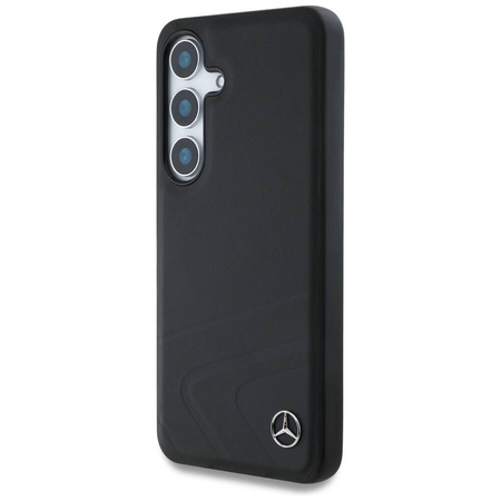 Original Case SAMSUNG GALAXY S25 Mercedes Leather Horizontal Debossed Curves MagSafe black