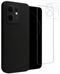 Etui do Oppo Reno 13F 5G czarne + Szkło na ekran + Szkło na aparat