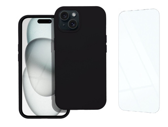 Etui do iPhone 15+ (Plus) czarne + Szkło